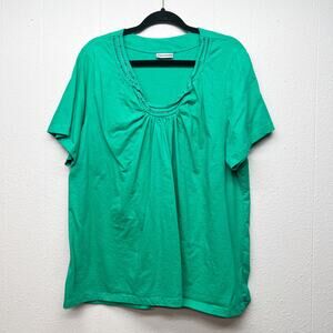 Catherines Top Womens 1X 100% Cotton Casual Breathable Comfort Relaxed Stretch